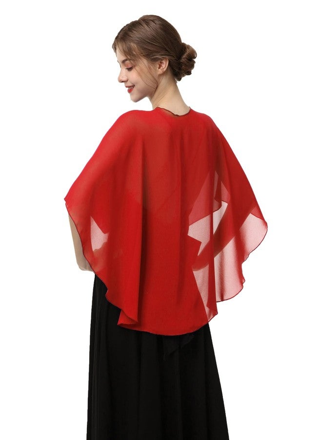 Hotshawl Womens Chiffon Shawls and Wraps, Wedding Party Shawl Scarf for Evening Dresses (Red) - Image 5